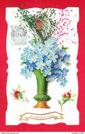 Fant-635P245  Carte Découpis, Un Bouquet De Myosotis Dans Un Vase, Cpa BE - Autres & Non Classés