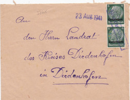 37415# HINDENBURG LOTHRINGEN LETTRE Obl WALDWEISDORF 23 Aout 1941 WALDWEISTROFF MOSELLE THIONVILLE - Lettres & Documents