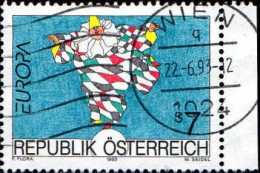 Autriche Poste Obl Yv:1922 Mi:2095 Europa Paul Flora Arlequin Flotant Wien 22-6-93 (TB Cachet à Date) - Used Stamps