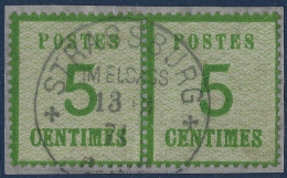 ALSACE LORRAINE N°4 Paire Obl Cachet Rectangulaire Non Feldpost " STRASSBURG I.ELSS BAHNHOF " Bleu/gris 13 FEV 1871 SUP - Other & Unclassified