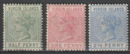 VIRGIN ISLANDS - 1883 - YVERT N°12/13 (*) + 14 * MLH - COTE = 50 EUR - Iles Vièrges Britanniques