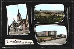 AK Renningen /Kr. Leonberg, Friedrich Schiller-Schule, Ortspartie Mit Kirche, Ortsansicht  - Leonberg