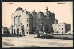 AK Cottbus, Stadt-Theater Mit Strasse  - Theatre