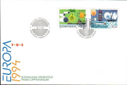 Finlande Poste Obl Yv:1214/1215 Europa L'Europe & Les Découvertes (TB Cachet à Date) Fdc 18-3-1994 - Used Stamps