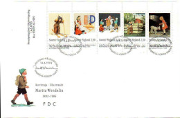 Finlande Poste Obl Yv:1184_88 Mi:1218 Martta Wendelin 14.6.1993 (TB Cachet à Date) Fdc 14-6-1993 - FDC