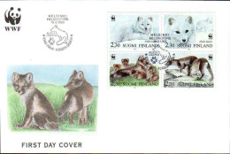 Finlande Poste Obl Yv:1166/1169 Espèces Menacées Le Renard Arctique (TB Cachet à Date) Fdc Helsingford 19-3-1993 - Oblitérés