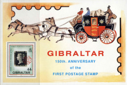 Gibraltar Bloc N** Yv:14 Mi:15 150th.anniversary Of The First Postage Stamp - Gibraltar