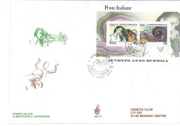 ITALIA 2000 FDC VENETIA BUSTONE N. 1081 AVVENTO ANNO 2000 LA MEDITAZIONE L'ESPRESSIONE - FDC