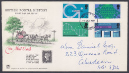 GB Great Britain 1969 Private FDC British Post Office Postal History, Horse, Mail Coach, Penny Black, Horses, Cover - Lettres & Documents