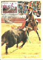 31094 - Carte Maximum - Portugal Campo Pequeno Tourada Toureiro A Cavalo - Corrida Bullfight Cheval Horse - Cartes-maximum (CM)