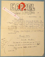 ● L.A.S 1933 Adéodat COMPERE-MOREL Journal L'APPEL - Politique écrivain Né à Breteuil-sur-Noye - Lettre Autographe - Politisch Und Militärisch