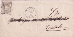 1862 Piego CON 2C Francobollo Per Stampati  Timbro Di Biella Al Retro Casale - Marcophilia