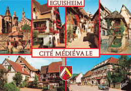 FRANCE - Au Pays Des Cigognes... - Eguisheim - La Fontaine Renaissance Et L'église - Multi-vues - Carte Postale Ancienne - Colmar