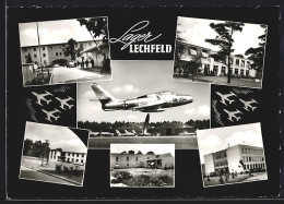 AK Lager Lechfeld, Eingang, Ortspartien, Flugzeug  - Other & Unclassified