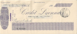 CHEQUE CHECK FRANCE CREDIT LYONNAIS 1900'S AG.PARIS - Chèques & Chèques De Voyage