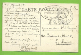 Kaart "CALAIS" Stempel GARE MARITIME COMMANDEMENT MILITAIRE BELGE , Stempel PMB 8 Op 18/1/15 Naar LA HAVRE (4257 - Army: Belgium