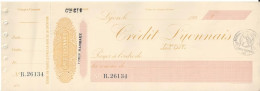CHEQUE CHECK FRANCE CREDIT LYONNAIS 1920'S AG.LYON LARANJA - Cheques & Traveler's Cheques