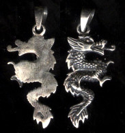 Vintage Laotian Dragon Silver Pendant Ca 1950 Simple And Intricate Work - Pendants