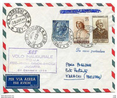 S.A.S.  Primo Volo Roma/Karachi Del 24.1.58 - Airmail