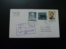 Lettre Premier Vol First Flight Cover New Delhi India To Athens Boeing 707 Lufthansa 1966 - Covers & Documents