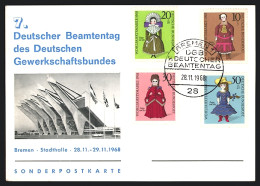 AK Bremen, 7. Deutscher Beamtentag Des Deutschen Gewerkschaftsbundes 1968, Stadthalle, Sonderbriefmarken  - Events