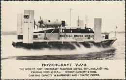 Hovercraft VA-3, 1962 - Valentine's RP Postcard - Aéroglisseurs