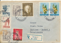 Yugoslavia Registered Cover Sent To Czechoslovakia Maribor 10-8-1961 With A Lot Of Stamps (some Of The Backside Of The - Lettres & Documents