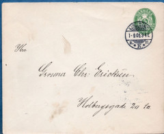 Danmark 1902 5 Ore Envelope Locally Mailed At Kjöbenhavn - Covers & Documents