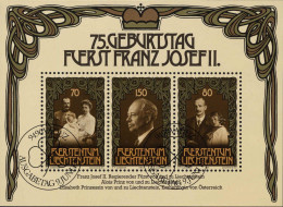 Liechtenstein Bloc Obl Yv:14 Mi:11 75.Geburtstag Fuerst Franz-Josef II (TB Cachet Rond) - Blocks & Sheetlets & Panes