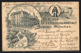 Lithographie München, Lehr- Und Versuchsanstalt Für Brauer, Stadtwappen, Münchner Kindl  - Autres & Non Classés