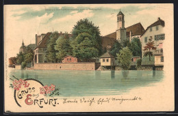 Lithographie Erfurt, Blick Von Der Schlössermühle Nach D. Predigerhof  - Erfurt