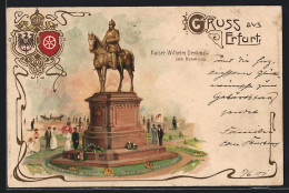 Lithographie Erfurt, Kaiser Wilhelm-Denkmal  - Erfurt