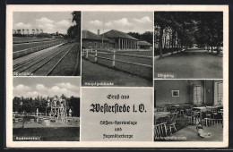 AK Westerstede, Hössen-Sportanlage Und Jugendherberge, Sportplatz, Badeanstalt, Hauptgebäude, Aufenthaltsraum  - Westerstede