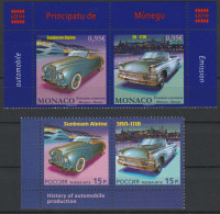 Monaco Russie 2013 Emission Commune Voitures Timbres Neufs Monaco Russia Joint Issue Cars Mint Stamps - Joint Issues