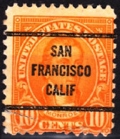 USA Precancels 1923 Sc562 10c Monroe. Perf 11. CA. SAN / FRANCISCO / CALIF Error, Defect - Precancels