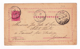 Entier Postal 1890 Adressé à José Julio De Sousa Pinto Peintre Peinture Porto Portugal  Pour Audenge Gironde Souza Pinto - Postal Stationery