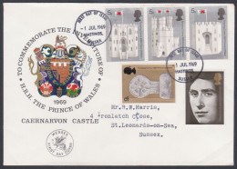 GB Great Britain 1969 Private FDC Investiture Of The Prince Of Wales, Charles, Royal, Royalty, Castle, First Day Cover - Briefe U. Dokumente