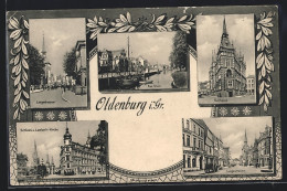 AK Oldenburg I. Gr., Langestrassse, Rathaus, Am Stau, Schloss Und Lamberti-Kirche  - Oldenburg