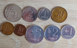 Lithuania Set Of 9 Coins 5 Litas , 1 Litas 50-1 Centas 1991 - Lithuania