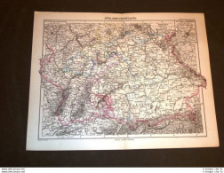 Carta Geografica Mappa Berghaus 1882 Ancient Map Germania Del Sud E Strasburgo - Before 1900