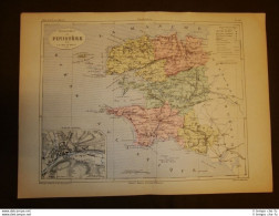 Carta, Cartina O Mappa Del 1840 Finistère - Quimper Francia Malte Brun - Before 1900