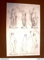 Incisione Del 1811 Venus - Bacchus Musée Des Antiques Scultura Classica Bouillon - Before 1900