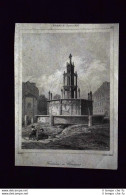 Fontaine à Clermont, France Incisione Del 1850 L'Univers Pittoresque - Before 1900