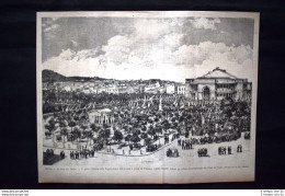 Palermo:Riunione Delle Rappresentanze In Piazza Del Politeama Incisione Del 1882 - Voor 1900