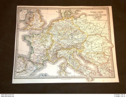 Carta Geografica O Mappa Spruner Del 1865 Ancient Map Europa Centrale 911 - 1137 - Vor 1900