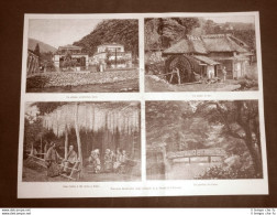 Rare Vedute Del Giappone Del 1890 Albergo, Mulino Di Riso, Oji Tokio E Daimi - Antes 1900