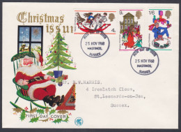 GB Great Britain 1968 Private FDC Christmas, Santa Claus, Tree, Christianity, Holiday, Horse Toy, First Day Cover - Covers & Documents