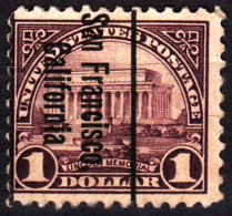 USA Precancels 1923 Sc571 $1 Lincoln Memorial. CA. San Francisco, / California Lowercase Down - Préoblitérés