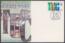 GB Great Britain 1968 Private FDC Trades Union Congress, Ship, Train, Trains, Ships, Factory, Industry, First Day Cover - Covers & Documents