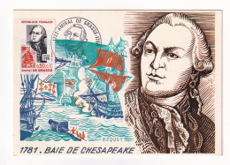 Carte Maximale 1972 Amiral De Grasse Baie De Chesapeake Toulon Var Marine Royale - 1970-1979